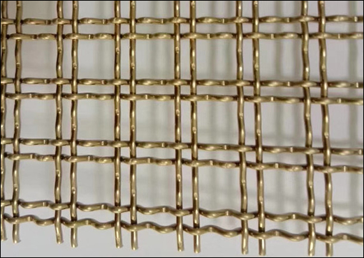 Flat Crimped Metal Brass Finish Decorative Woven Wire Mesh for