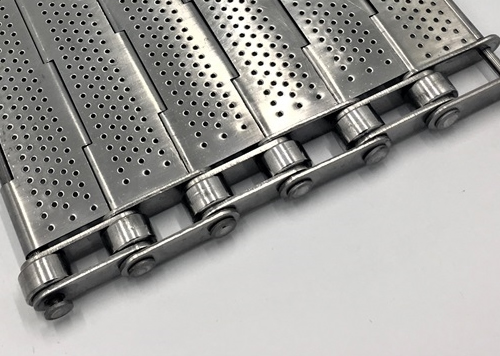 Chain drive perforated metal conveyor belt