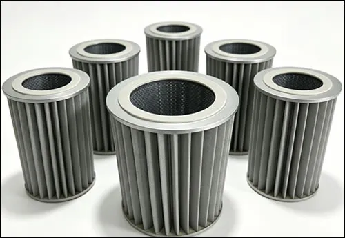 Sintered metal fiber felt pleated oil filter element